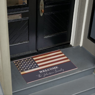 Vintage Patriotic American flag Doormat