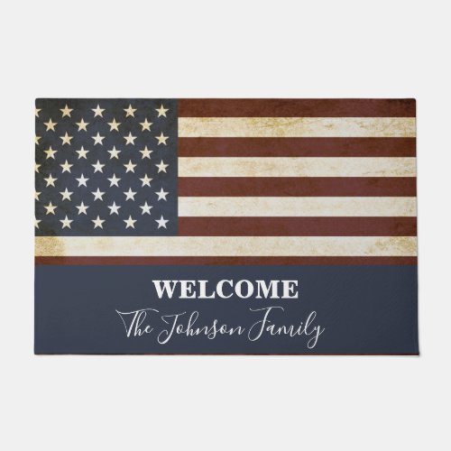 Vintage Patriotic  American flag  Doormat