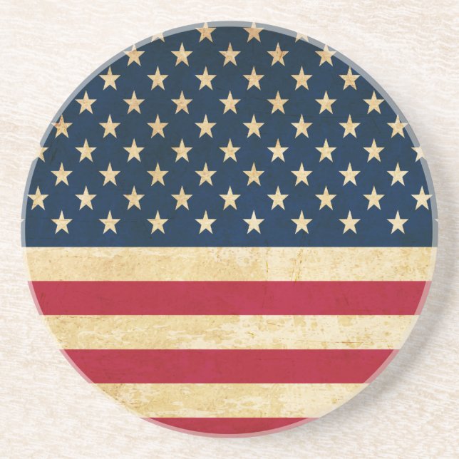 Vintage Patriotic American Flag Drink Coaster (Front)