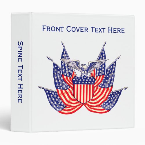 Vintage Patriotic American Flag Fourth of July 3 Ring Binder