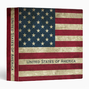 Vintage Patriotic American Flag, Fourth of July 3 Ring Binder