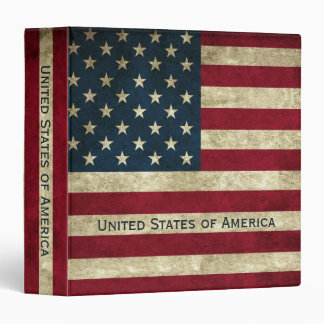 Vintage Patriotic American Flag, Fourth of July 3 Ring Binder