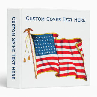 Vintage Patriotic American Flag, Fourth of July 3 Ring Binder