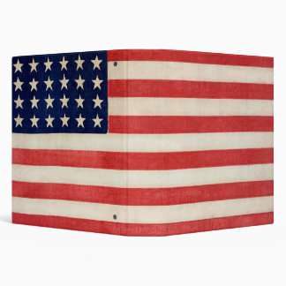 Vintage Patriotic American Flag, Fourth of July 3 Ring Binder