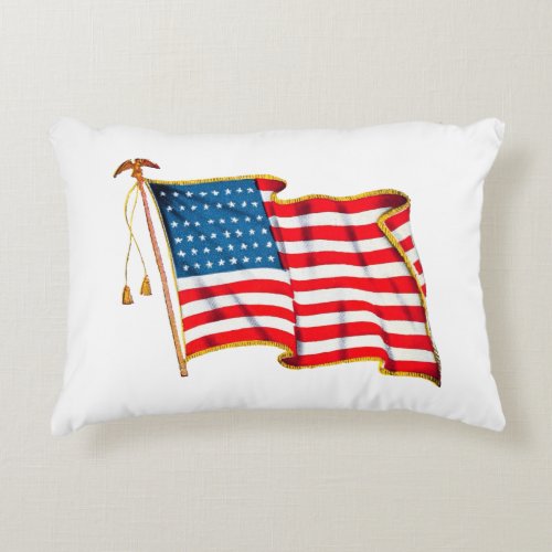 Vintage Patriotic American Flag Fourth of July Accent Pillow