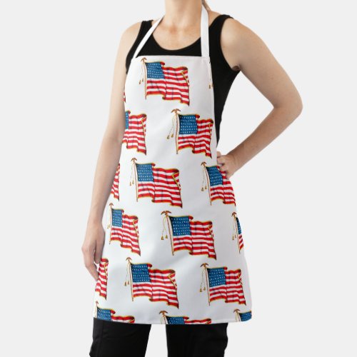 Vintage Patriotic American Flag Fourth of July Apron