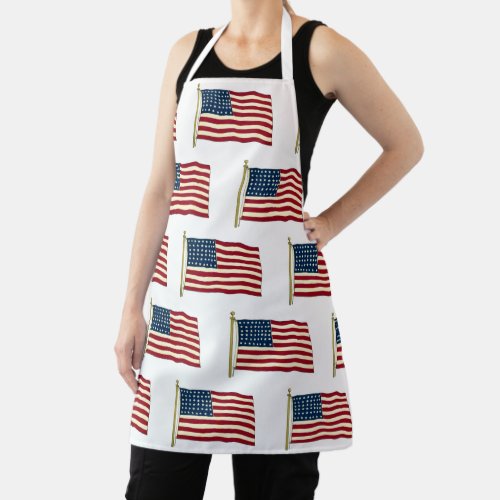 Vintage Patriotic American Flag Fourth of July Apron