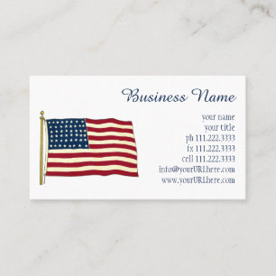Vintage Patriotic American Flag, Fourth of July Business Card