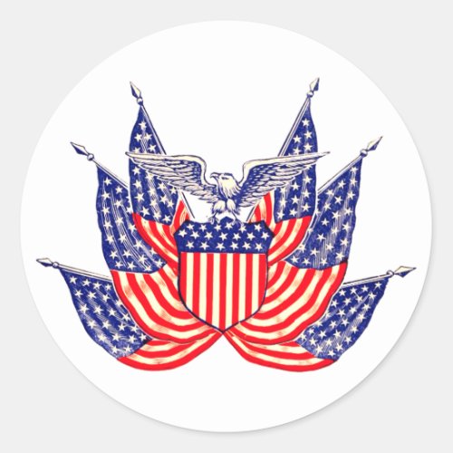 Vintage Patriotic American Flag Fourth of July Classic Round Sticker