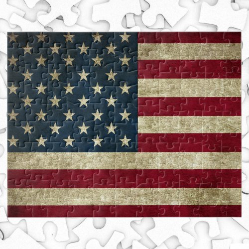 Vintage Patriotic American Flag Fourth of July Jigsaw Puzzle