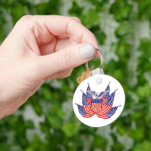Vintage Patriotic American Flag, Fourth of July Keychain
