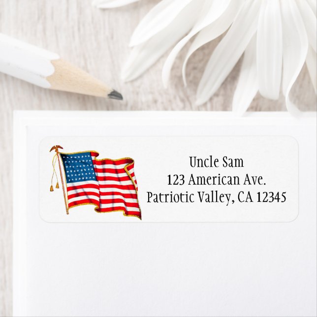 Vintage Patriotic American Flag, Fourth of July Label (Insitu)