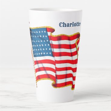 Vintage Patriotic American Flag, Fourth of July Latte Mug Vintage Patriotic American Flag, Fourth of July Latte Mug