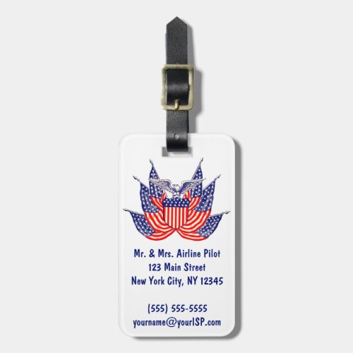 Vintage Patriotic American Flag Fourth of July Luggage Tag