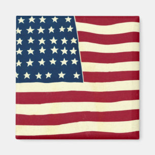 Vintage Patriotic American Flag, Fourth of July Magnet