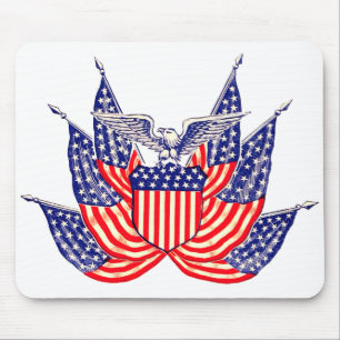 Vintage Patriotic American Flag, Fourth of July Mouse Pad