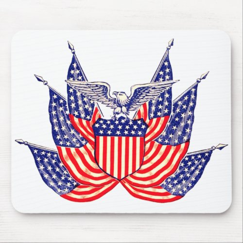 Vintage Patriotic American Flag Fourth of July Mouse Pad