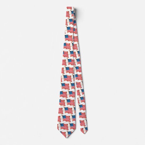 Vintage Patriotic American Flag Fourth of July Neck Tie