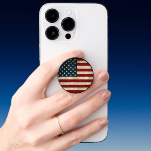 Vintage Patriotic American Flag, Fourth of July PopSocket