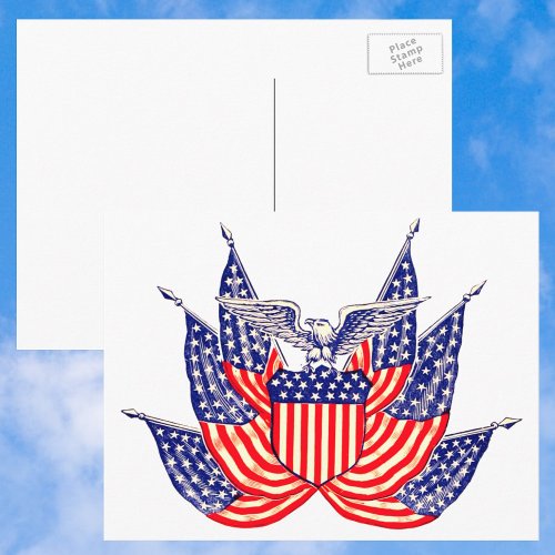 Vintage Patriotic American Flag Fourth of July Postcard