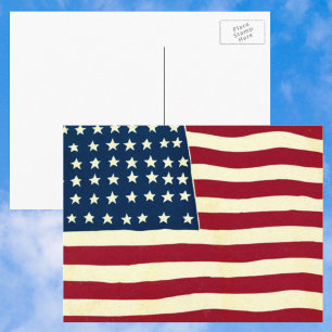 Vintage Patriotic American Flag, Fourth of July Postcard