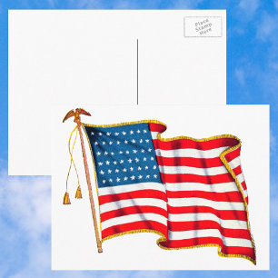 Vintage Patriotic American Flag, Fourth of July Postcard