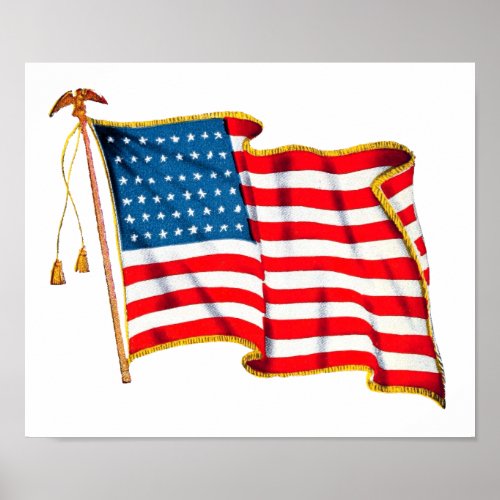 Vintage Patriotic American Flag Fourth of July Poster