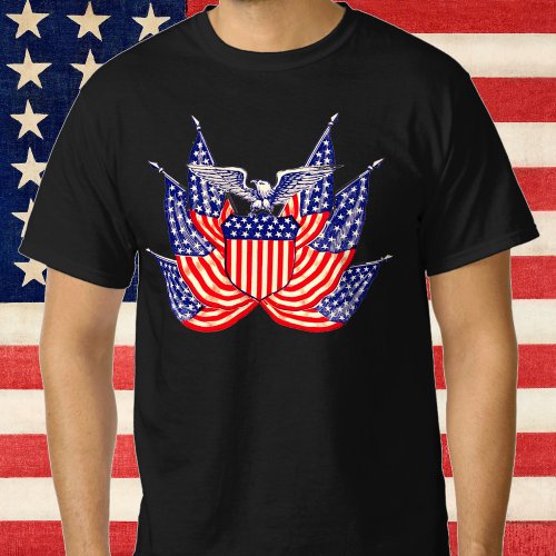 Vintage Patriotic American Flag Fourth of July T_Shirt