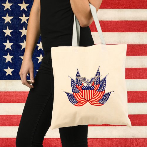 Vintage Patriotic American Flag Fourth of July Tote Bag