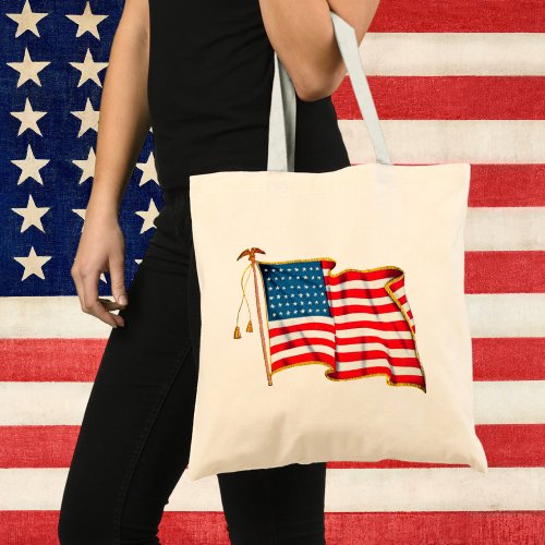 Vintage Patriotic American Flag Fourth of July Tote Bag