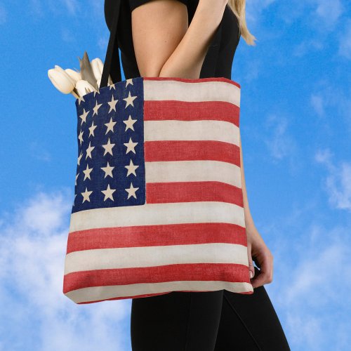 Vintage Patriotic American Flag Fourth of July Tote Bag