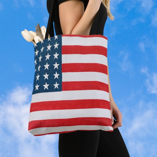 Vintage Patriotic American Flag Fourth of July Tote Bag