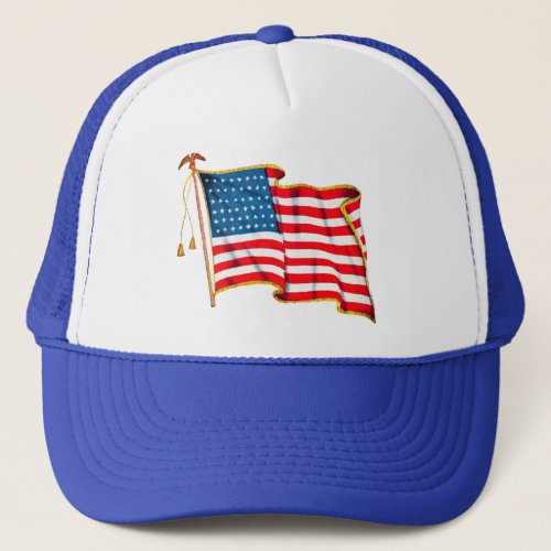 Vintage Patriotic American Flag Fourth of July Trucker Hat