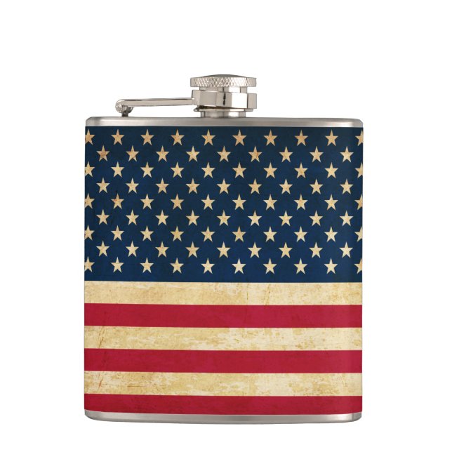 Vintage Patriotic American Flag Hip Flask (Front)