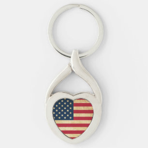 Vintage Patriotic American Flag Keychain