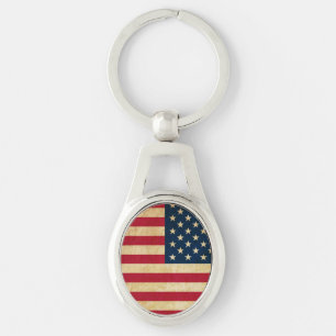 Vintage Patriotic American Flag Keychain