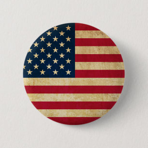 Vintage Patriotic American Flag Pinback Button