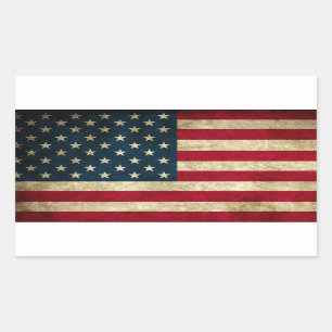 Vintage Patriotic American Flag Rectangular Sticker