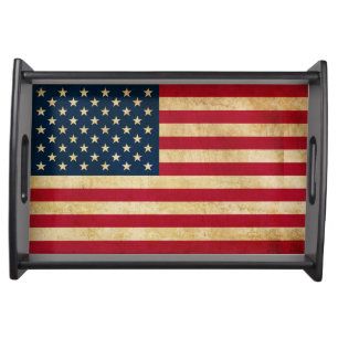 Vintage Patriotic American Flag Serving Tray