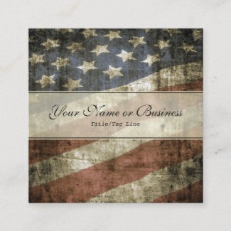 Vintage Patriotic American Flag Square Business Card