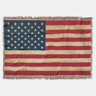 Vintage Patriotic American Flag Throw Blanket