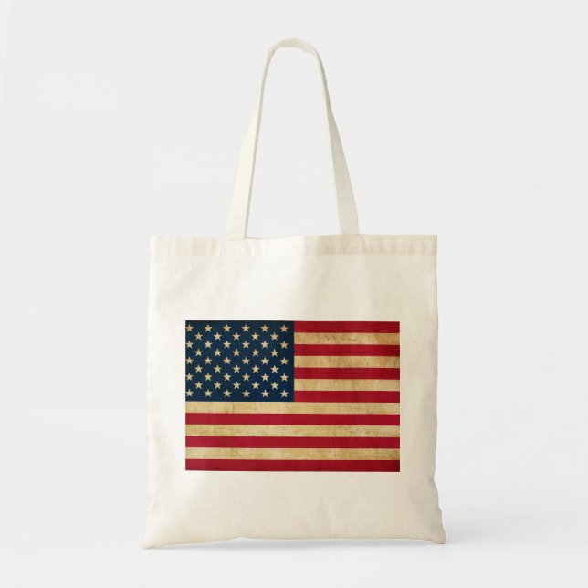 Vintage Patriotic American Flag Tote Bag (Front)