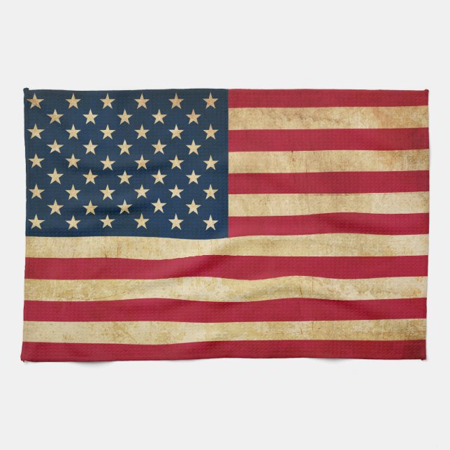 Vintage Patriotic American Flag Towel (Horizontal)