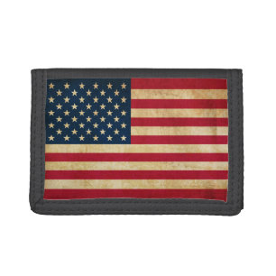 Vintage Patriotic American Flag Trifold Wallet