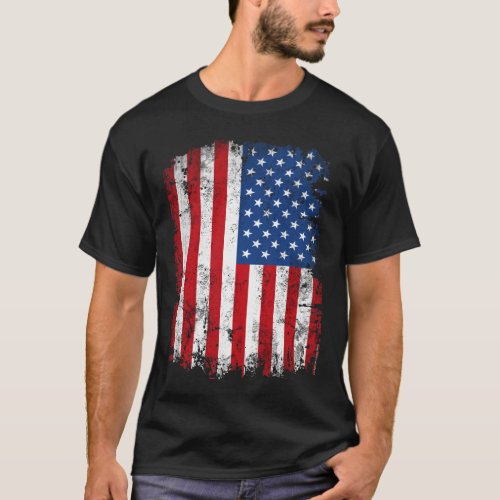 Vintage Patriotic American Flag Vertical T_Shirt