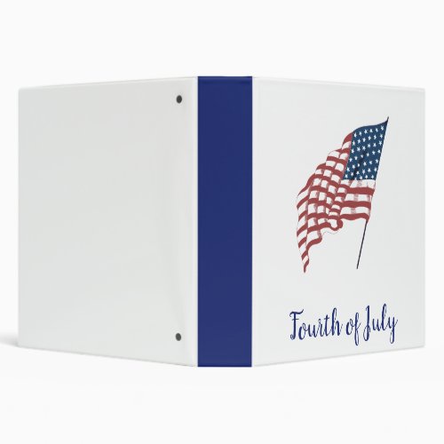 Vintage Patriotic American Flag Waving in the Wind 3 Ring Binder