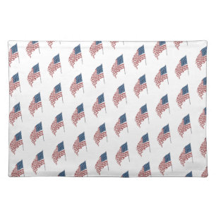 Vintage Patriotic American Flag Waving in the Wind Cloth Placemat