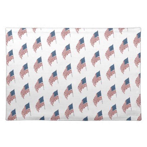 Vintage Patriotic American Flag Waving in the Wind Cloth Placemat