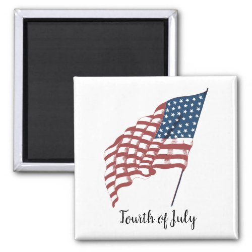 Vintage Patriotic American Flag Waving in the Wind Magnet