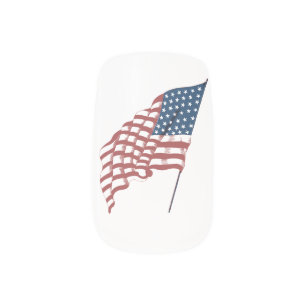 Vintage Patriotic American Flag Waving in the Wind Minx Nail Art